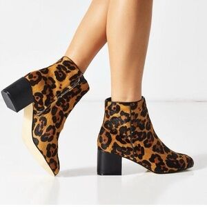 Urban Outfitters Thelma Leopard Print Calf Pony Hair Boots